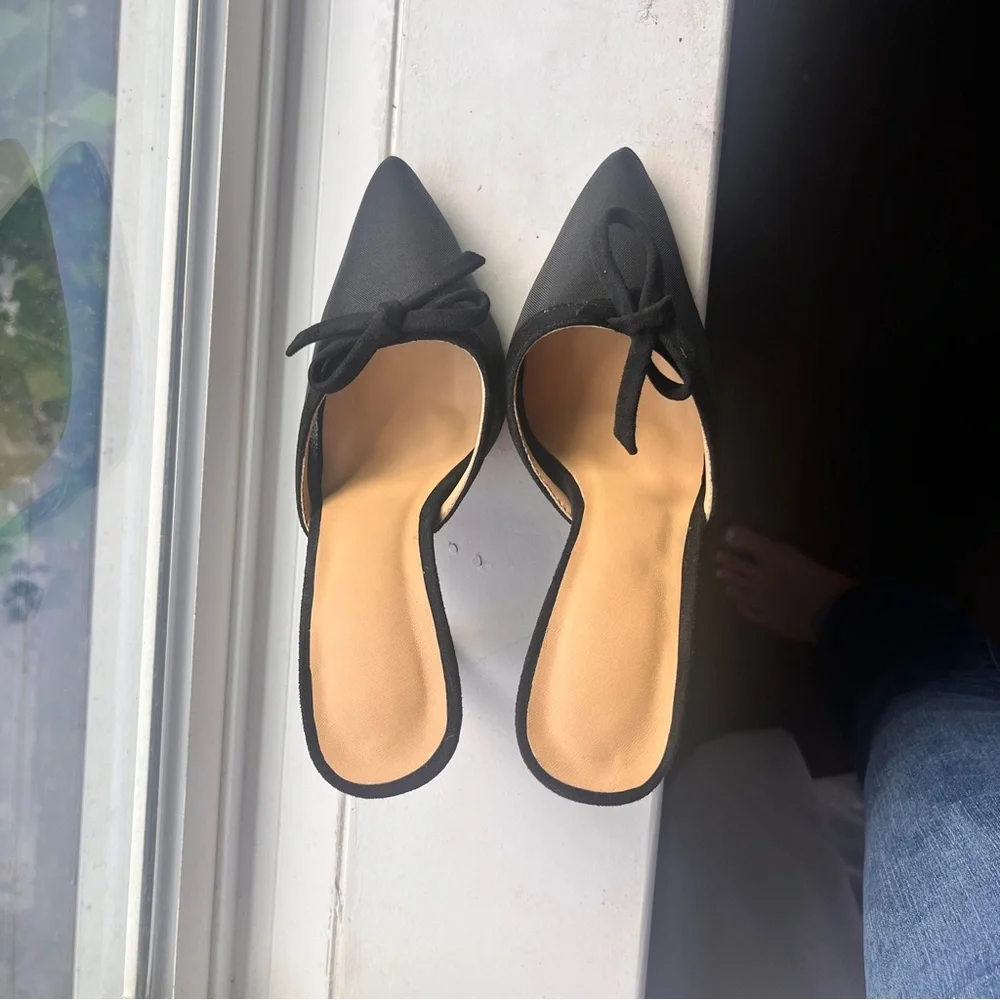 mesh bow tie detail heeled mules 🎀👠👡 - Picture 3 of 7